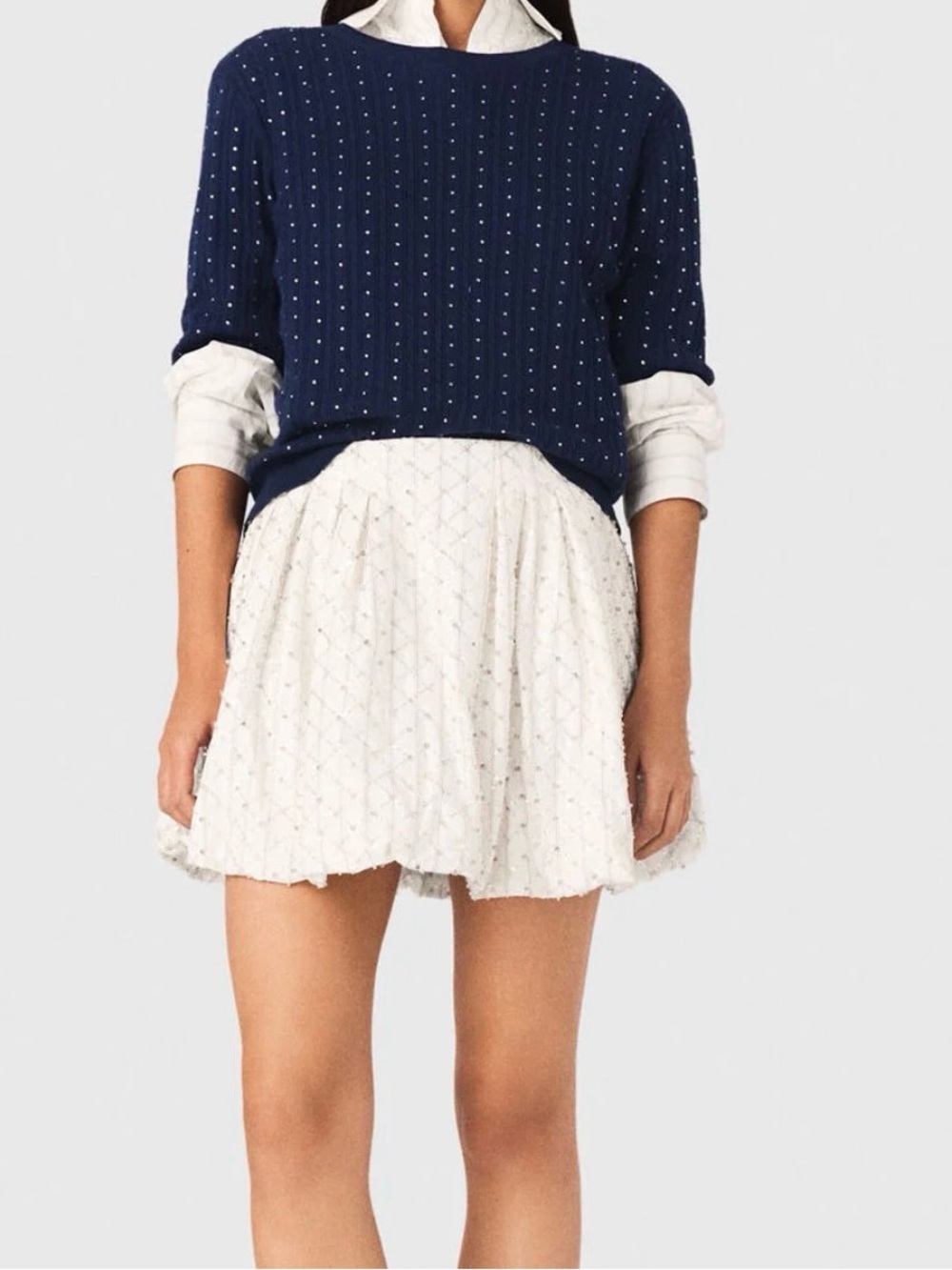 Maje Paris Bead embroidered bubble mini skirt